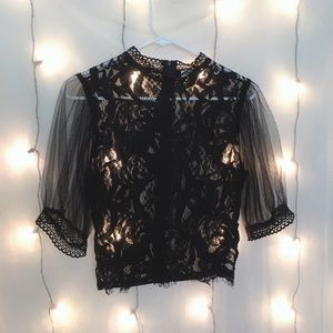 Black lace crop top
